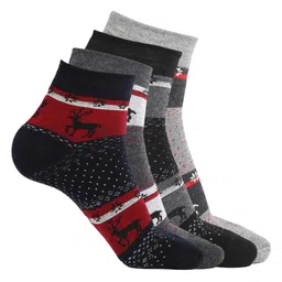 BAESD Unisex Pack Of 4 Patterned Ankle-Length Socks-14