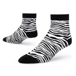 Dynamocks Black & White Zebra Patterned Ankle-Length Socks image 2