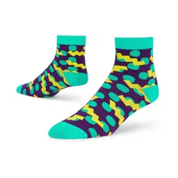 Dynamocks Unisex Blue & Yellow Patterned Ankle-Length Socks-24