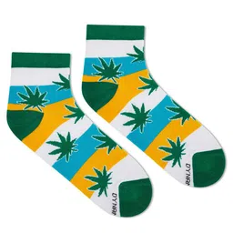 Dynamocks Unisex White & Green Patterned Ankle-Length Socks-28