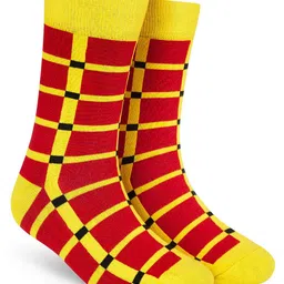 Dynamocks Unisex Yellow & Red Printed Above Ankle-Length Socks image 1
