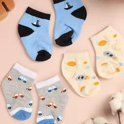 KICKS & CRAWL Infants Pack Of 3 Printed Cotton Ankle-Length Socks-image-91