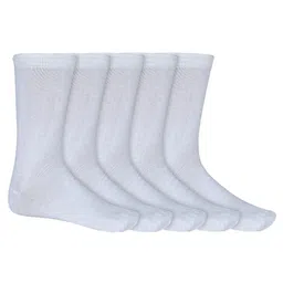 SIDEWOK Men Pack Of 5 White Solid Pure Combed Cotton Ankle-Length Socks-32