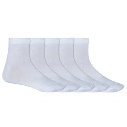 SIDEWOK Men Pack Of 5 White Solid Pure Combed Cotton Ankle-Length Socks-29