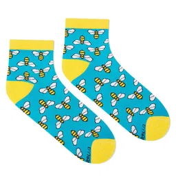 Dynamocks Unisex Blue & Yellow Bees Printed Cotton Ankle-Length Socks-picture-23