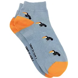Mint & Oak Men Blue Patterned Bird Of Feather Ankle-Length Socks-29