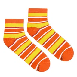 Dynamocks Unisex Orange & Yellow Striped Ankle-Length Socks-26