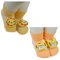 BAESD Infants Pack Of 2 Patterned Anti-Skid Ankle Length Socks-90
