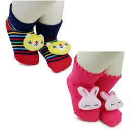 BAESD Infants Pack Of 2 Patterned Anti-Skid Ankle Length Socks-97