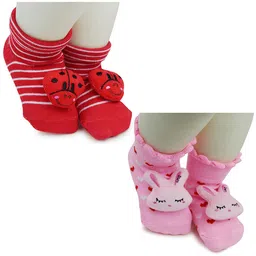 BAESD Infants Pack Of 2 Patterned Anti-Skid Ankle Length Socks-77