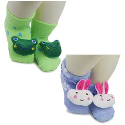 BAESD Infants Pack Of 2 Patterned Anti-Skid Ankle Length Socks-image-61