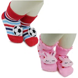 BAESD Infants Pack Of 2 Patterned Anti-Skid Ankle Length Socks-87
