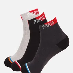 PRIDE APPAREL Unisex Pack of 3 Patterned Ankle Length Socks-57