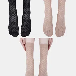 N2S NEXT2SKIN Women Pack Of 3 Self-Designed Calf-Length Socks-picture-49