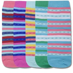 Dollar Socks Kids Pack Of 5 Striped Calf-Length Socks-53