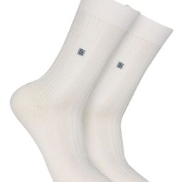 Bonjour Men Cream-Coloured Solid Calf-Length Socks-32