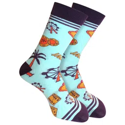 Man Arden Men Blue Arden Las Vegas Edition Designer Printed Cotton Calf-Length Socks-24