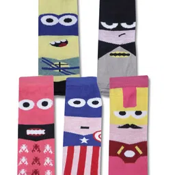 Dollar Socks Kids Pack Of 5 Assorted Patterned Cotton Calf Length Socks-image-83
