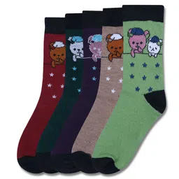 Dollar Socks Kids Pack Of 5 Patterned Cotton Calf-Length Socks-55