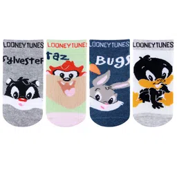 Bonjour Kids Pack Of 4 Assorted Looney Tunes Calf-Length Socks-image-7