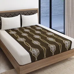 SWAYAM Green & White Ethnic Motifs King Bedsheet with 2 Pillow Covers-image-21