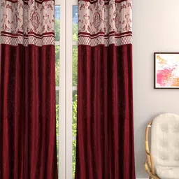 ROMEE Maroon & Pink Single Room Darkening Curtain-image-99