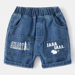 StyleCast Blue Boys Typography Printed Washed Denim Shorts-picture-51