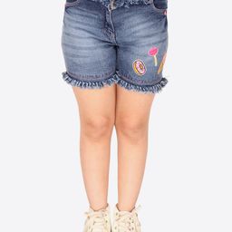 CUTECUMBER Girls Embroidered Denim Denim Shorts-image-34