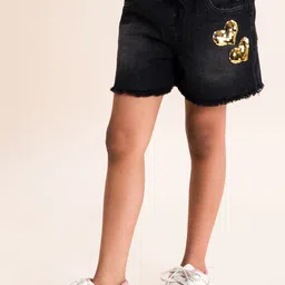 KiddoPanti Girls Washed Denim Denim Shorts-image-56
