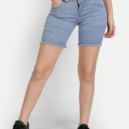 BAESD Women Self-Design Mid-Rise Denim Shorts-image-86