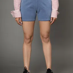 AngelFab Women High-Rise Slip-On Denim Shorts-image-22