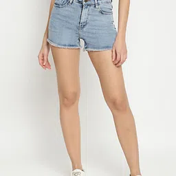 Belliskey Women Blue High-Rise Denim Shorts-image-124