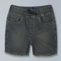 KiddoPanti Girls Striped Cotton Above Knee Length Denim Shorts-picture-22