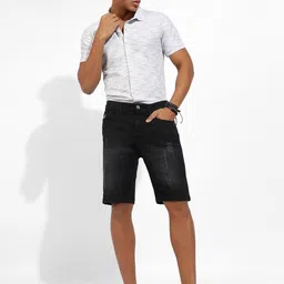 Campus Sutra Men Distressed Cotton Denim Shorts-picture-13