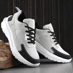 Roadster Men Grey & Black Lace-Ups Sports Running Shoes-49