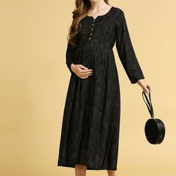 MomToBe Printed Maternity Fit & Flare Midi Dress-image-34