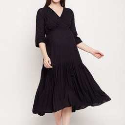 NABIA V-Neck Maternity Fit And Flared Ethnic Dresses-image-48
