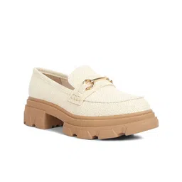London Rag Women Textured Heeled Horsebit Loafers-68