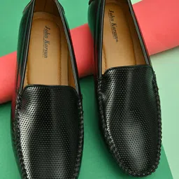 John Karsun Men Black Perforations Loafers-image-87