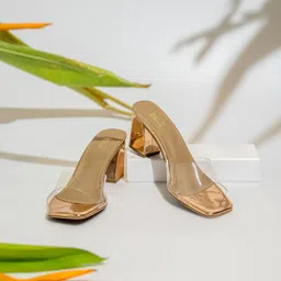 Inc 5 Women Rose Gold Embellished Transparent Sandals-43