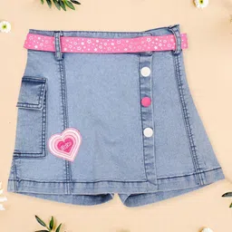 CUTECUMBER Girls Embellished Denim Skorts-image-97