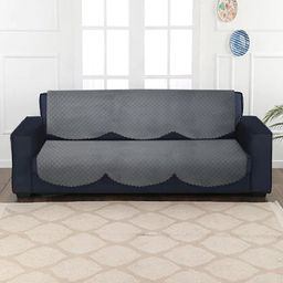 HOSTA HOMES Grey Quilted Velvet 5-Seater Sofa Covers Without Arm Rest-image-11