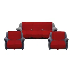 Kuber Industries Maroon 6 Pieces Cotton 5 Seater Sofa Covers-image-61