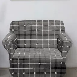 Kuber Industries Grey & White Checked Single Seater Sofa Covers-image-89