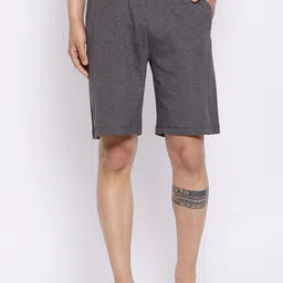 Hypernation Men Charcoal Grey Loose Fit Yoga Cotton Sports Shorts-image-12