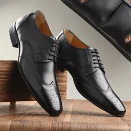 CLOG LONDON Men Perforated Leather Formal Derbys-picture-21