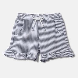 United Colors of Benetton Girls Vertical Striped & Ruffled Cotton Shorts-image-4