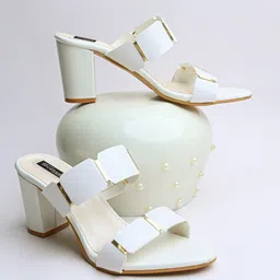 Shoetopia Women White Solid Heels-46