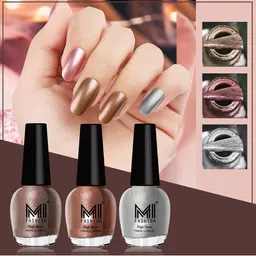MI FASHION Set Of 3 High Shine Long Lasting Shimmer Nail Paint - 12ml Each-40