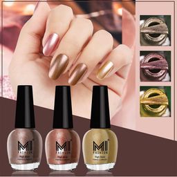 MI FASHION Set Of 3 High Shine Long Lasting Shimmer Nail Paint - 12ml Each-57